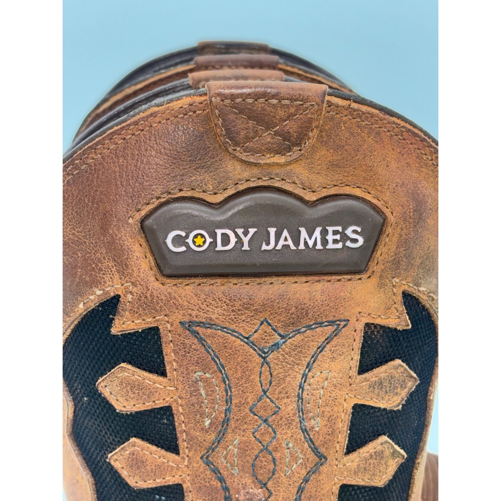 CODY JAMES Cowboy Boot Western Kids Brown Leather Square Toe Boys Little Youth 3 - Picture 3 of 13